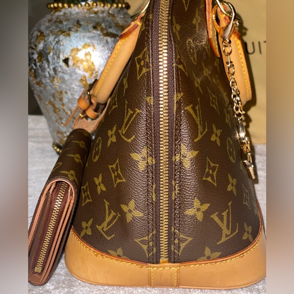 VINTAGE LOUIS VUITTON MONOGRAM ALMA PM BROWN LEATHER CANVAS SATCHEL/HANDBAG - Picture 13 of 16